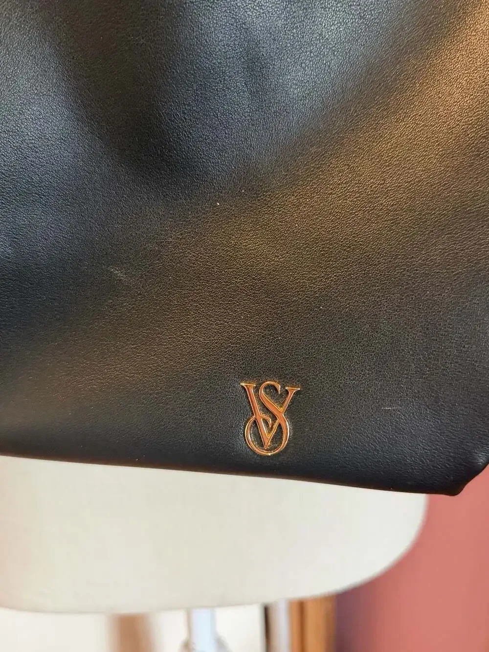 Victoria's Secret Black Faux Leather Bow Tote Hobo Shoulder Bag
